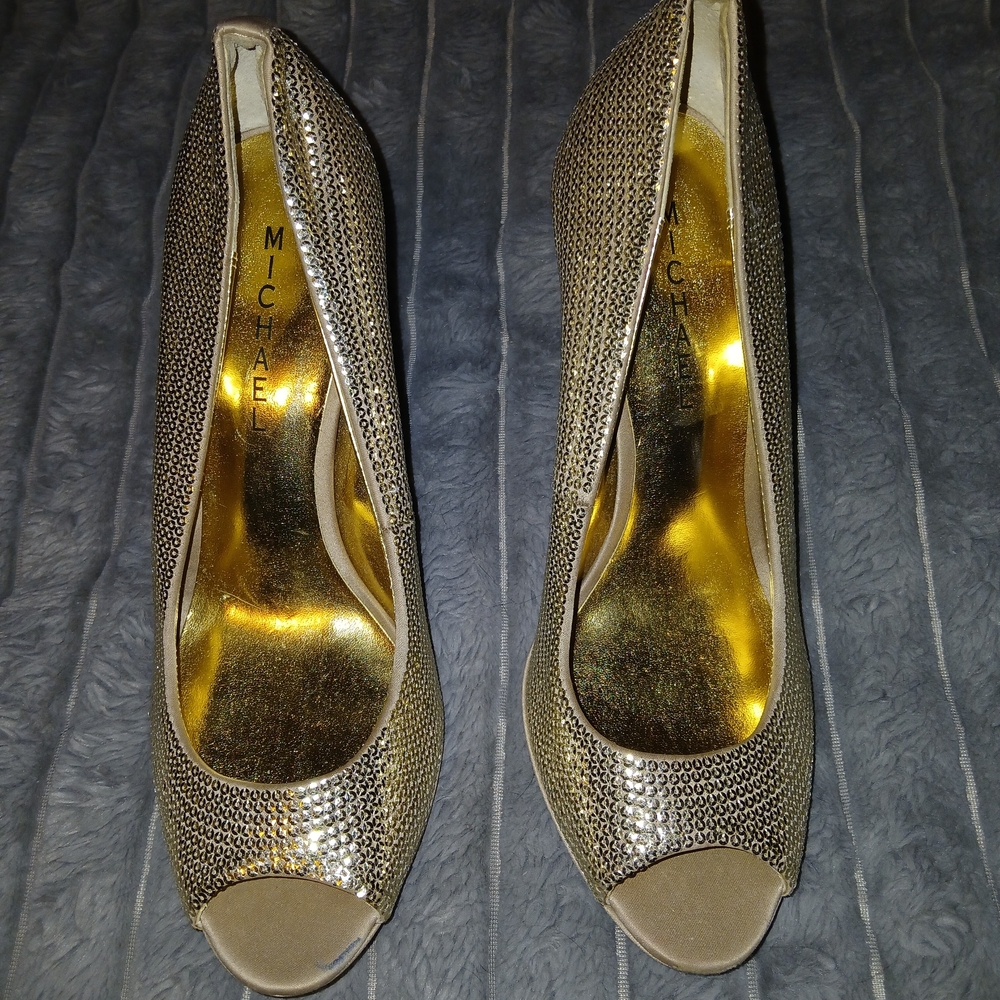 Michael Kors Gold Peep Toe Heels